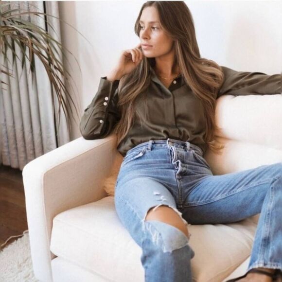 AGOLDE 90s Pinch Waist High Rise Straight Jeans 25 | Distressed Light Wash Denim - Picture 2 of 16